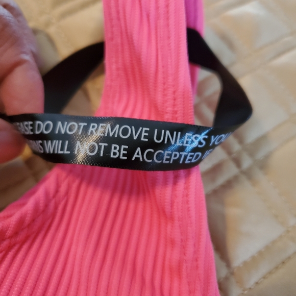 NWT Beach Boohoo Ribbed Itsy Bitsy Pink Bikini, Size 10 - Picture 6 of 13